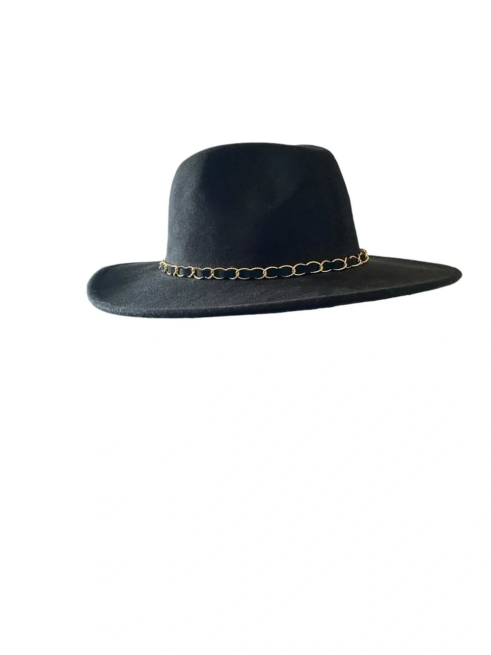 NEW Four Buttons by San Diego Hat Company Black Suede Chain Link Fedora
